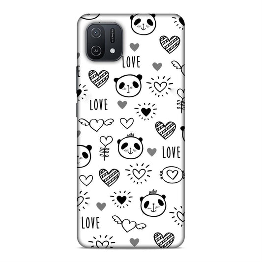 Heart Love and Panda Hard Back Case For Oppo A16e / A16k