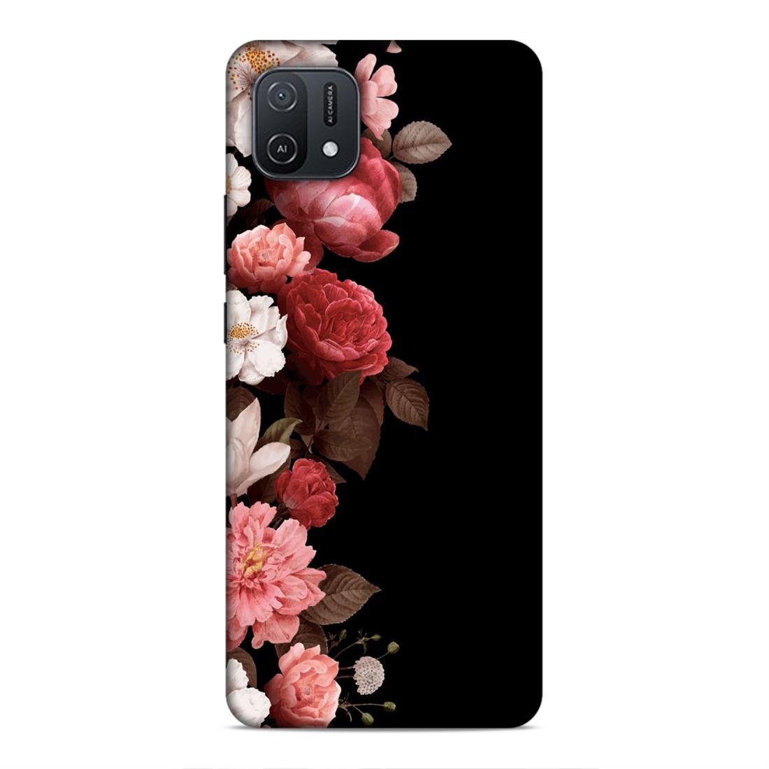 Floral in Black Hard Back Case For Oppo A16e / A16k