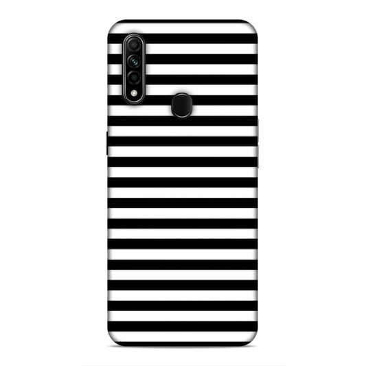 Black and White Line Hard Back Case For Oppo A31 2020
