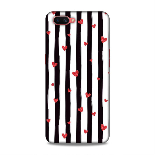 Little Hearts with Strips Hard Back Case For Oppo A3s / Realme C1