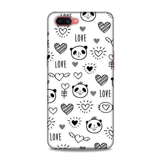 Heart Love and Panda Hard Back Case For Oppo A3s / Realme C1