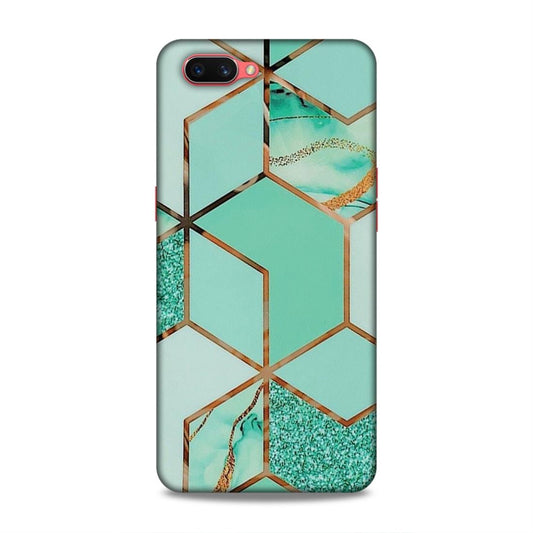 Hexagonal Marble Pattern Hard Back Case For Oppo A3s / Realme C1