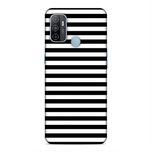 Black and White Line Hard Back Case For Oppo A33 2020 / A53 2020
