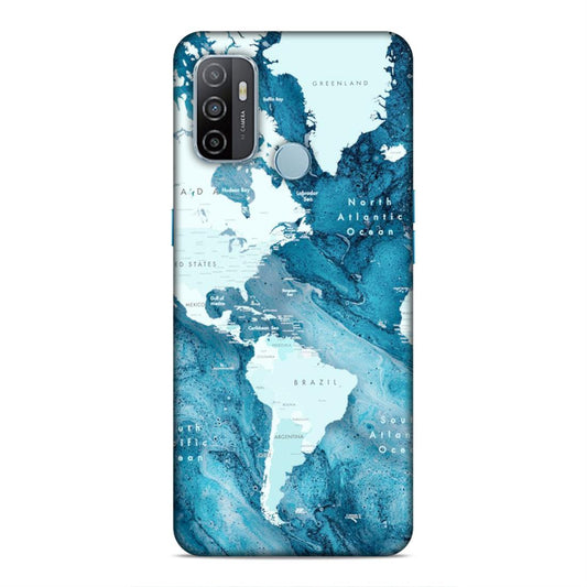 Blue Aesthetic World Map Hard Back Case For Oppo A33 2020 / A53 2020