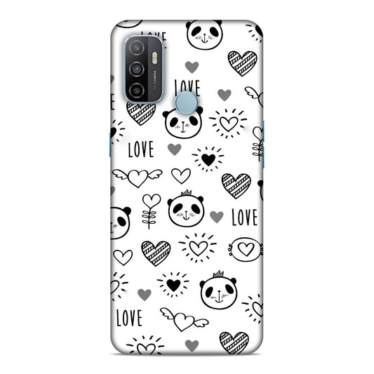 Heart Love and Panda Hard Back Case For Oppo A33 2020 / A53 2020