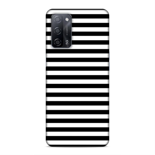 Black and White Line Hard Back Case For Oppo A53s 5G / A55 5G / A16