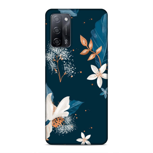 Blue Floral Hard Back Case For Oppo A53s 5G / A55 5G / A16