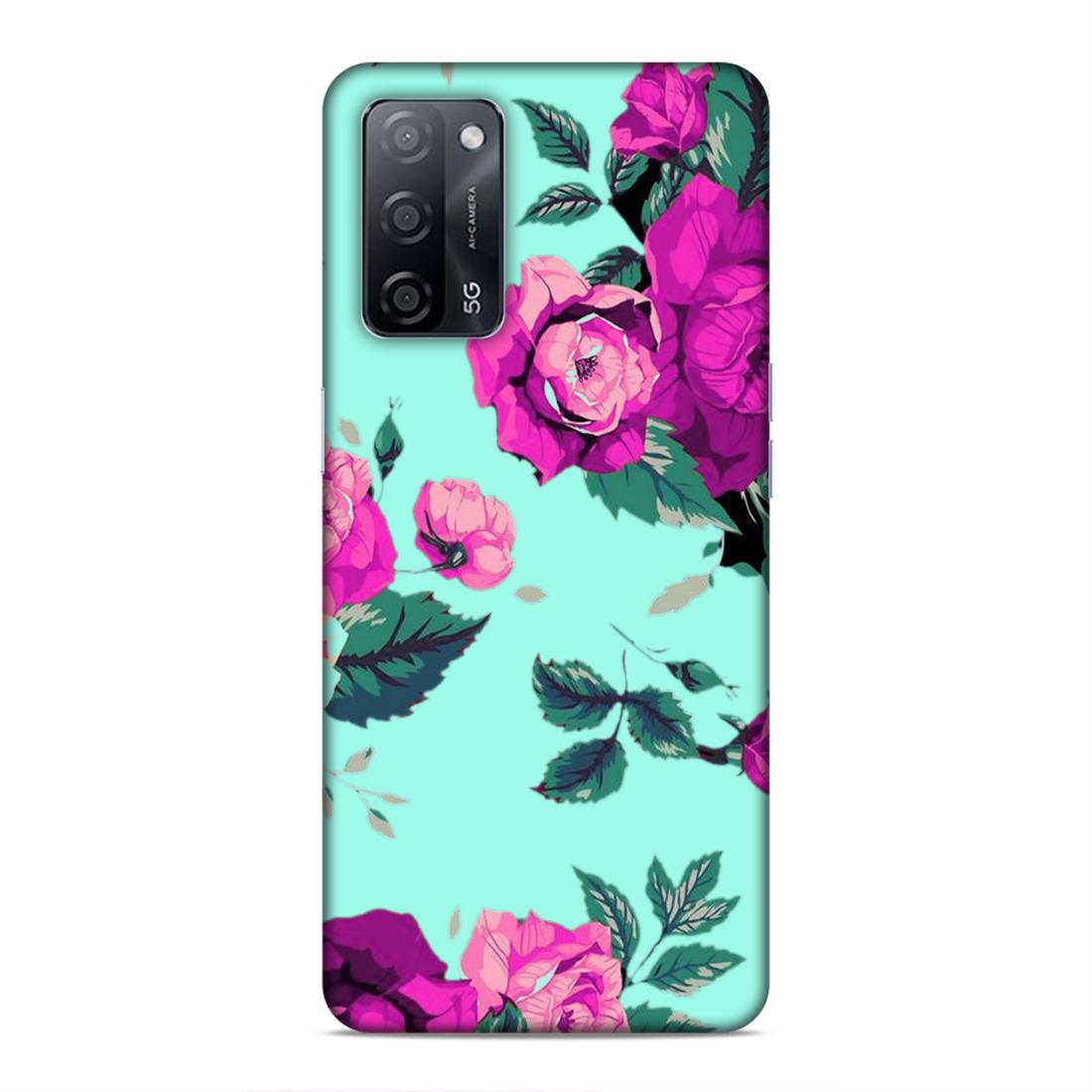 Pink Floral Hard Back Case For Oppo A53s 5G / A55 5G / A16