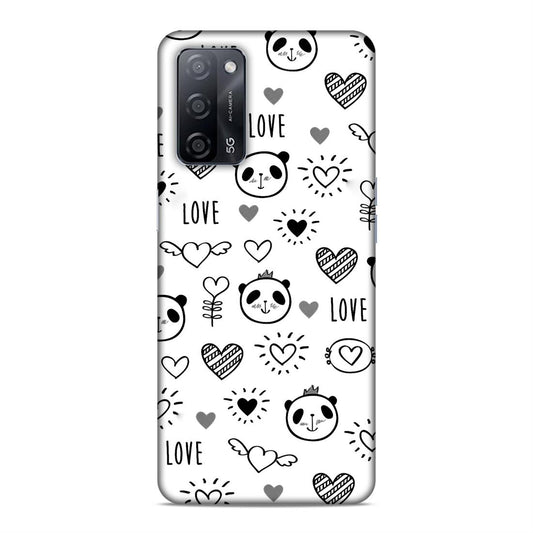 Heart Love and Panda Hard Back Case For Oppo A53s 5G / A55 5G / A16