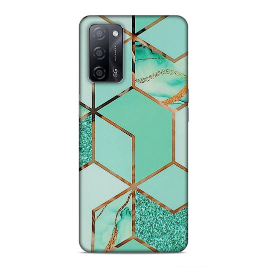 Hexagonal Marble Pattern Hard Back Case For Oppo A53s 5G / A55 5G / A16