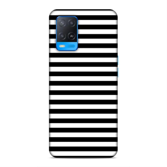 Black and White Line Hard Back Case For Oppo A54 4G