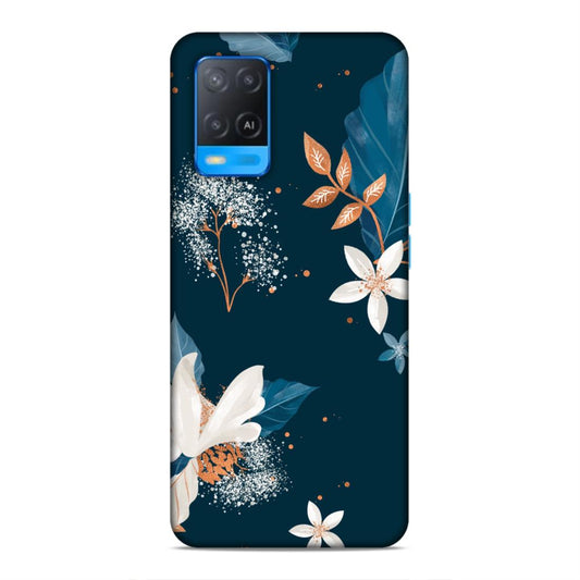 Blue Floral Hard Back Case For Oppo A54 4G