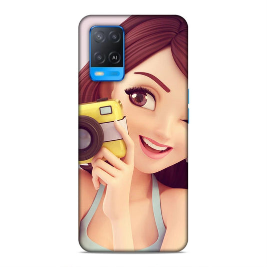 Selfi Click Girl Hard Back Case For Oppo A54 4G