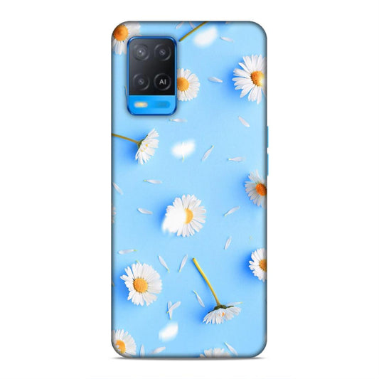 Floral In Sky Blue Hard Back Case For Oppo A54 4G