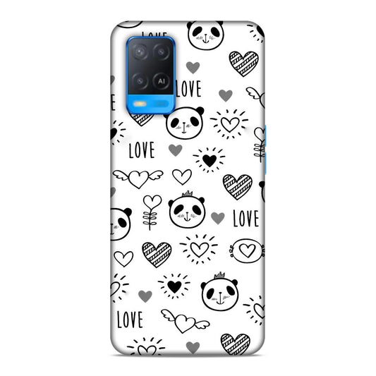 Heart Love and Panda Hard Back Case For Oppo A54 4G