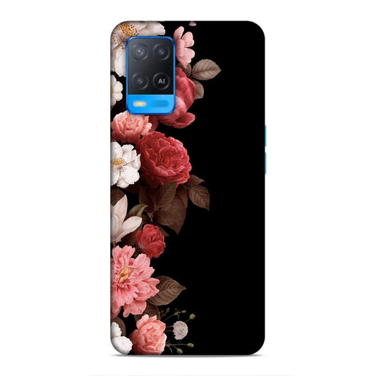 Floral in Black Hard Back Case For Oppo A54 4G