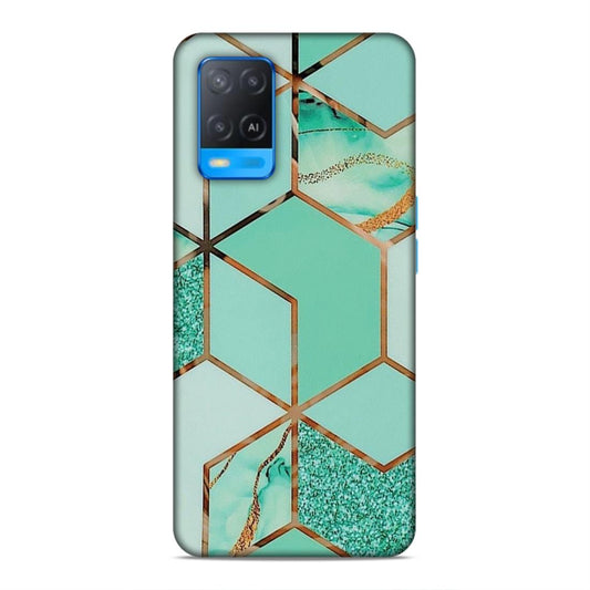 Hexagonal Marble Pattern Hard Back Case For Oppo A54 4G