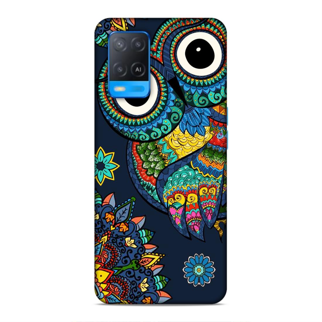 Owl and Mandala Flower Hard Back Case For Oppo A54 4G