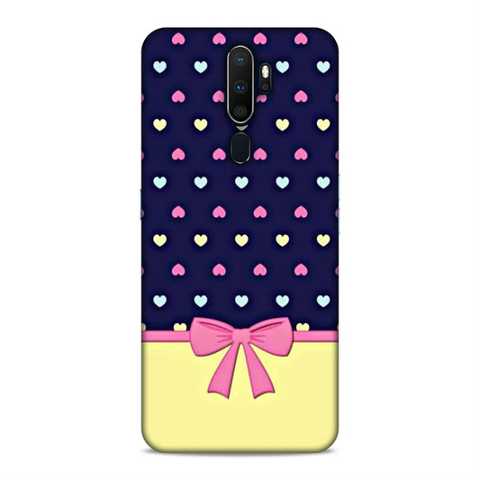 Heart Pattern with Bow Hard Back Case For Oppo A5 2020 / A9 2020