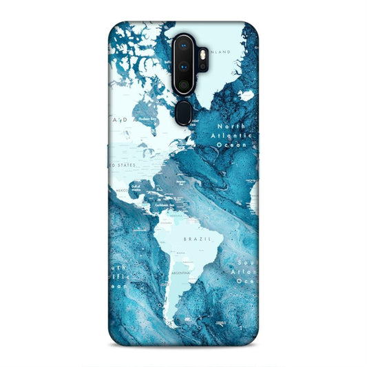 Blue Aesthetic World Map Hard Back Case For Oppo A5 2020 / A9 2020