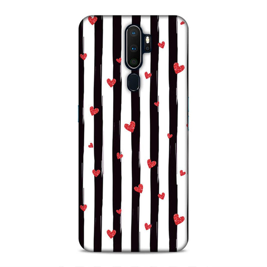 Little Hearts with Strips Hard Back Case For Oppo A5 2020 / A9 2020
