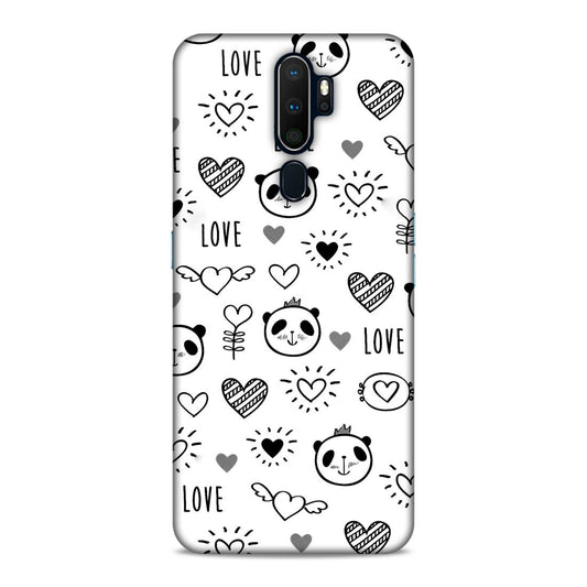 Heart Love and Panda Hard Back Case For Oppo A5 2020 / A9 2020
