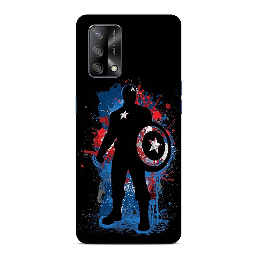 Black Captain America Hard Back Case For Oppo F19 / F19s