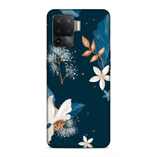 Blue Floral Hard Back Case For Oppo F19 Pro