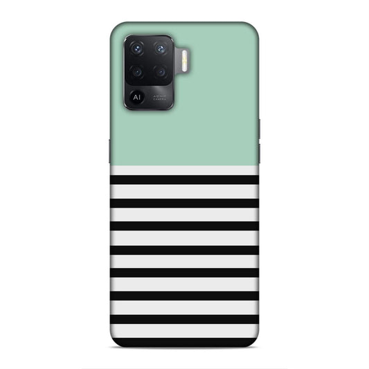 Black White and Sky Lines Hard Back Case For Oppo F19 Pro