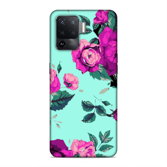 Pink Floral Hard Back Case For Oppo F19 Pro