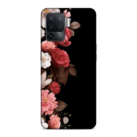 Floral in Black Hard Back Case For Oppo F19 Pro