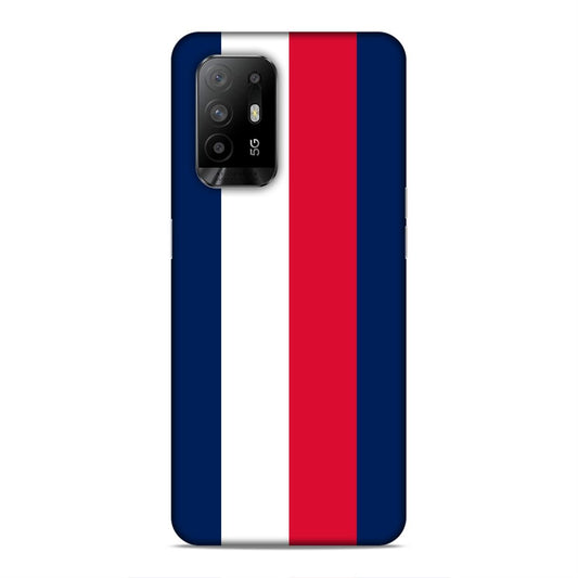 Blue White Red Pattern Hard Back Case For Oppo F19 Pro Plus