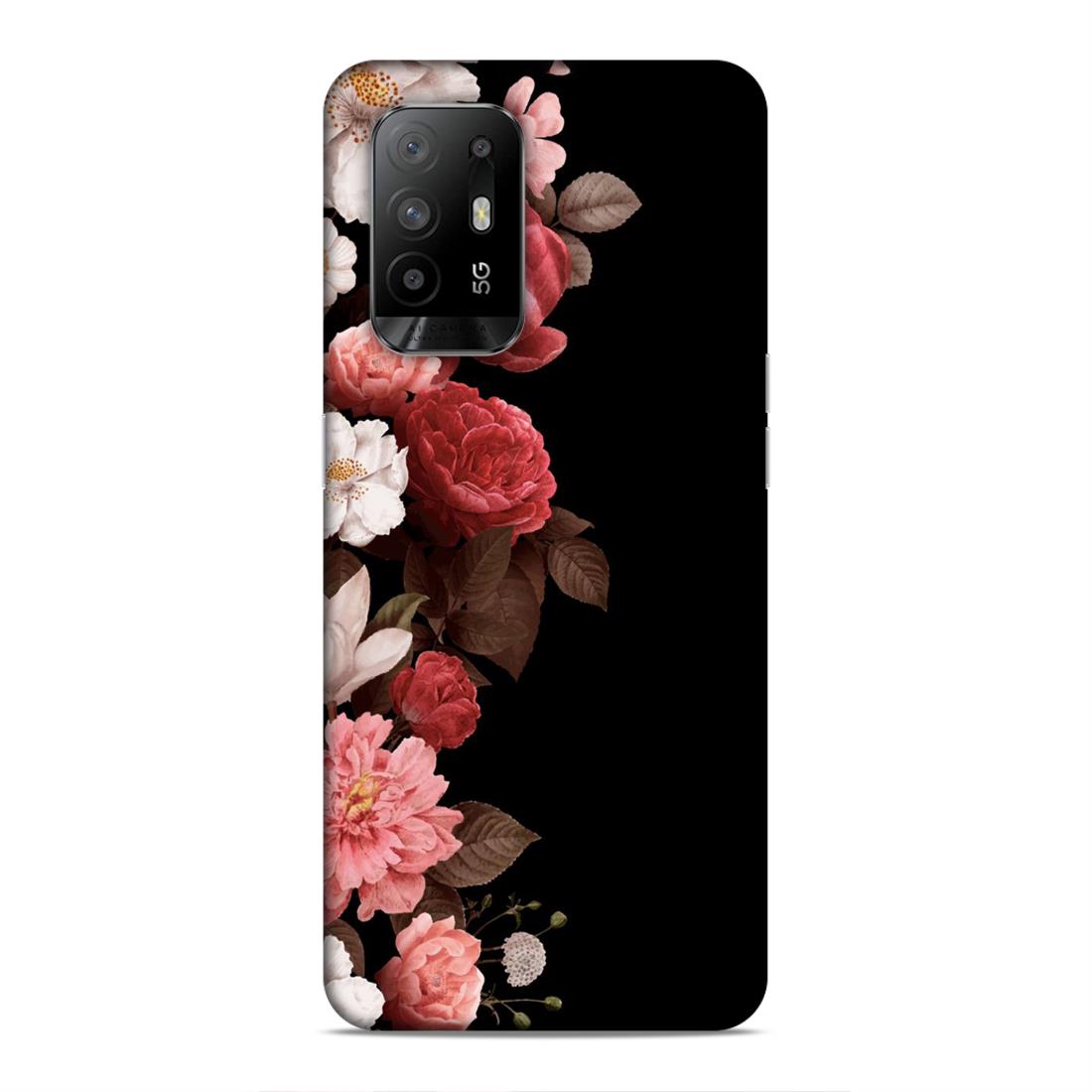 Floral in Black Hard Back Case For Oppo F19 Pro Plus