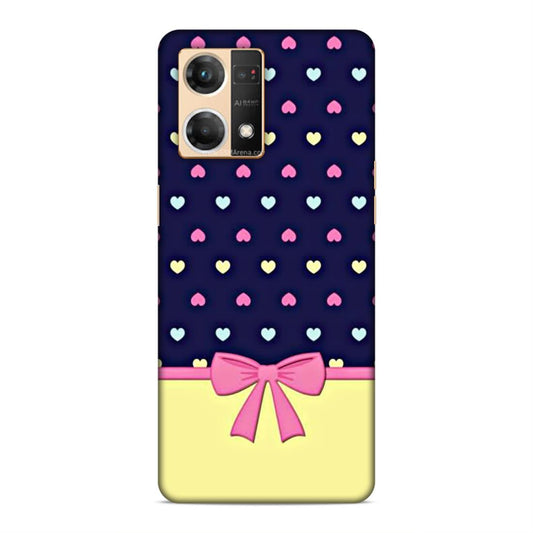 Heart Pattern with Bow Hard Back Case For Oppo F21 Pro / F21s Pro
