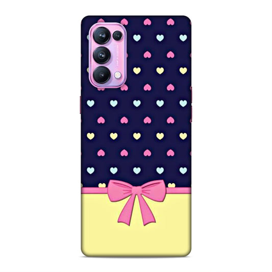 Heart Pattern with Bow Hard Back Case For Oppo Reno 5 Pro