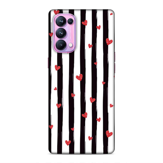 Little Hearts with Strips Hard Back Case For Oppo Reno 5 Pro