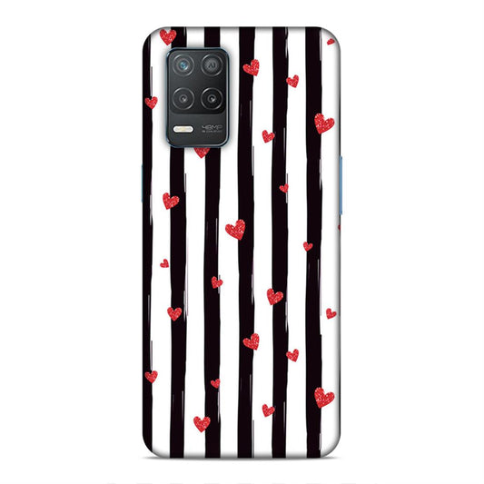 Little Hearts with Strips Hard Back Case For Realme 8 5G / 8s 5G / 9 5G / Narzo 30 5G