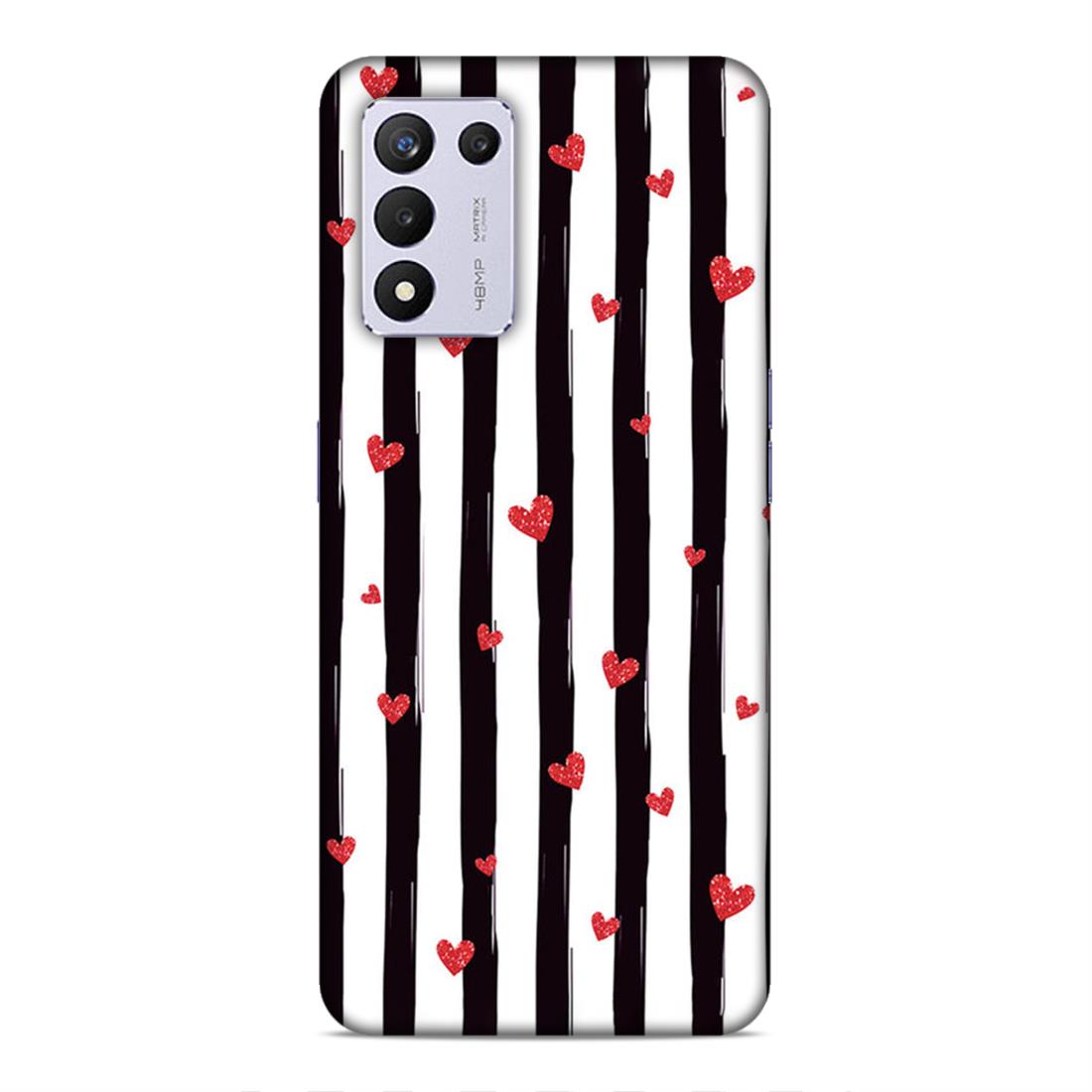 Little Hearts with Strips Hard Back Case For Realme 9 5G SE