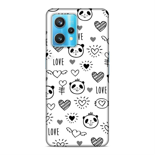 Heart Love and Panda Hard Back Case For Realme 9 / 9 Pro Plus