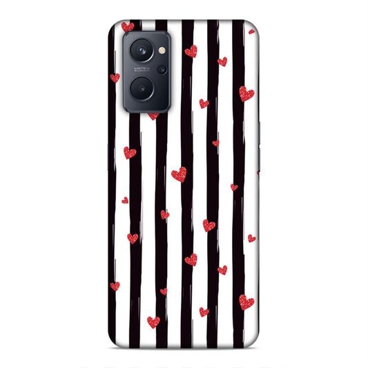 Little Hearts with Strips Hard Back Case For Oppo A36 / A76 / A96 4G / K10 4G / Realme 9i