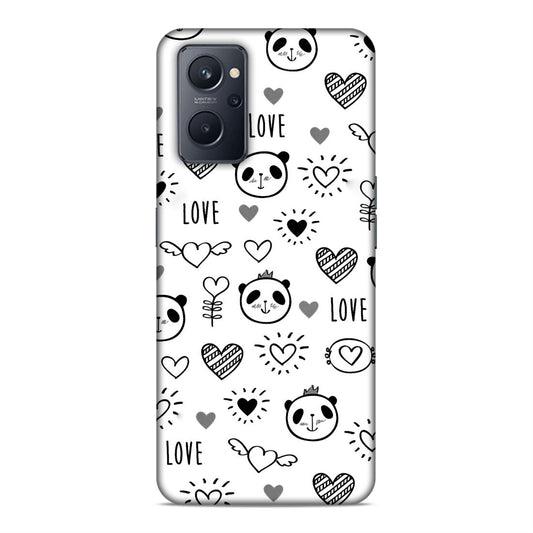 Heart Love and Panda Hard Back Case For Oppo A36 / A76 / A96 4G / K10 4G / Realme 9i