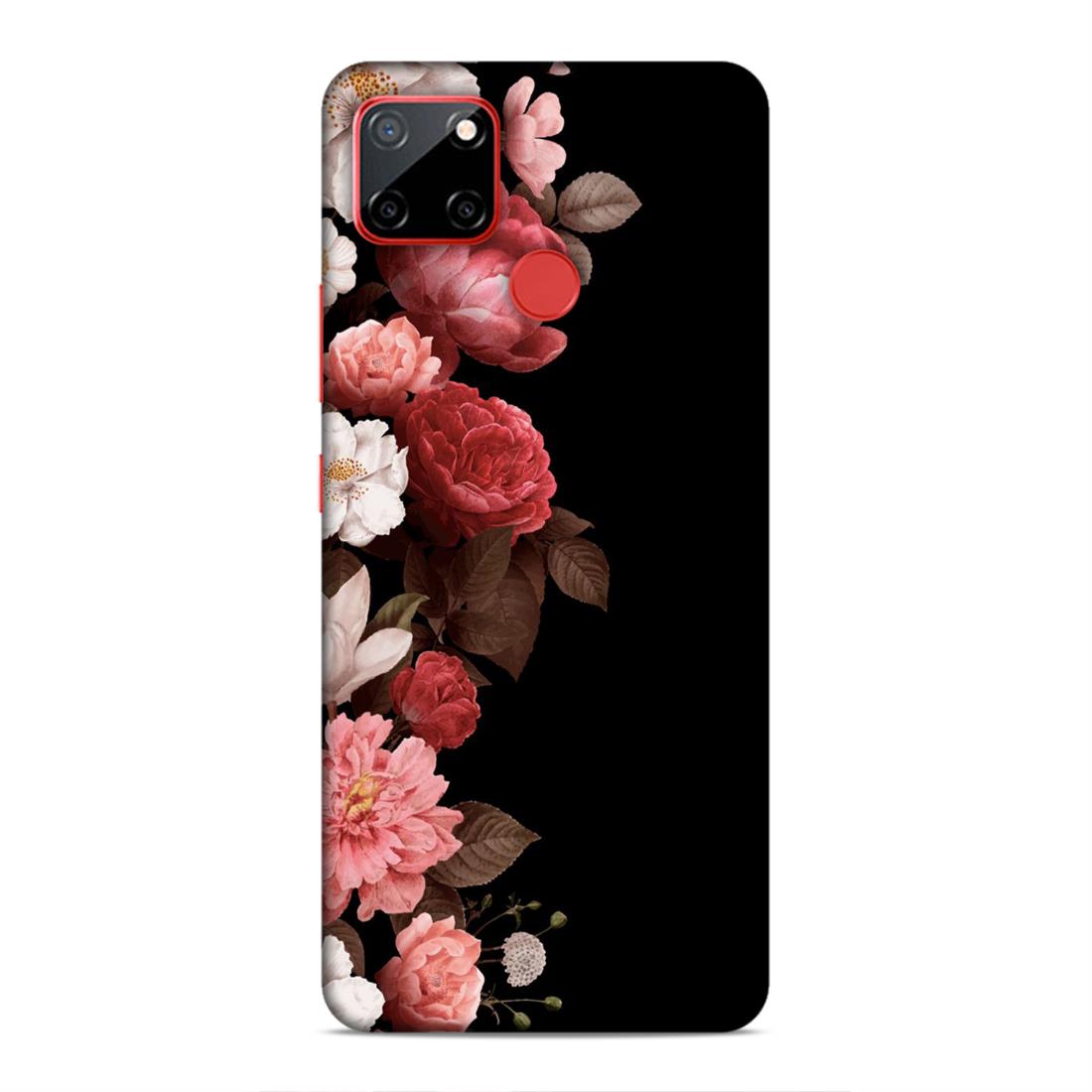 Floral in Black Hard Back Case For Realme C12 / C25 / C25s / Narzo 20 / 30A