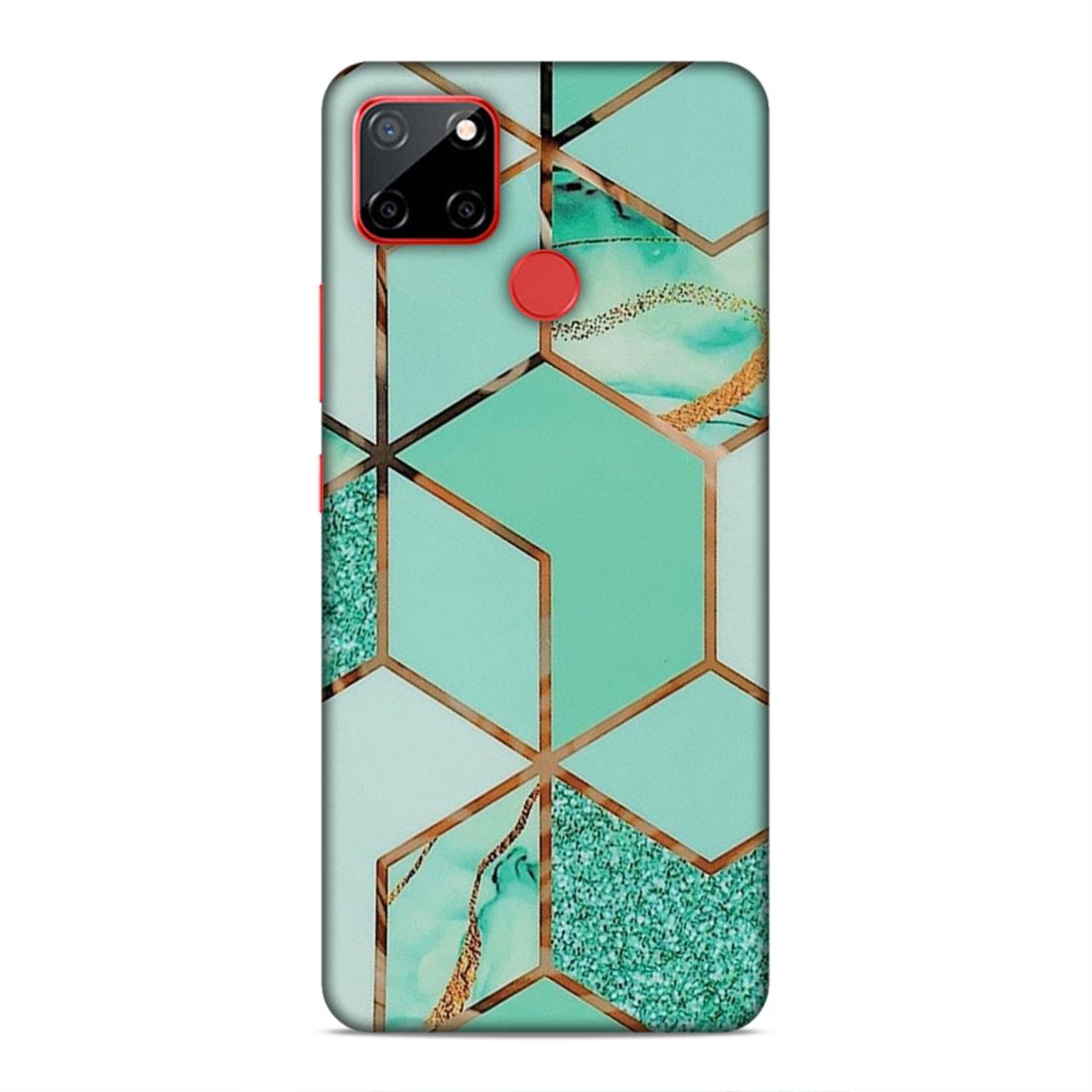 Hexagonal Marble Pattern Hard Back Case For Realme C12 / C25 / C25s / Narzo 20 / 30A