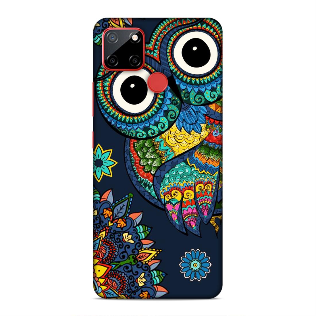 Owl and Mandala Flower Hard Back Case For Realme C12 / C25 / C25s / Narzo 20 / 30A