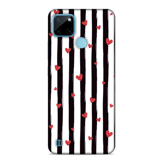 Little Hearts with Strips Hard Back Case For Realme C21Y / C25Y