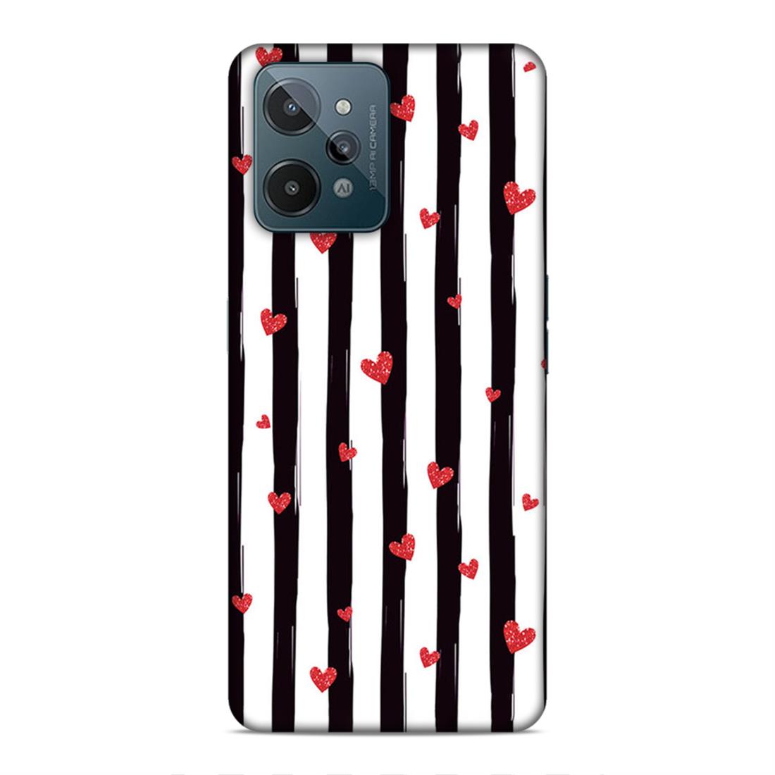 Little Hearts with Strips Hard Back Case For Realme C31