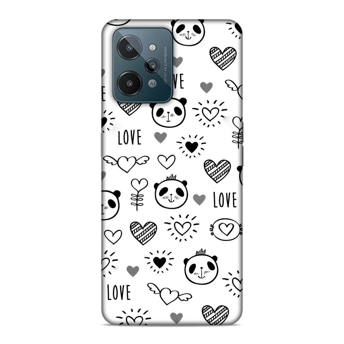 Heart Love and Panda Hard Back Case For Realme C31
