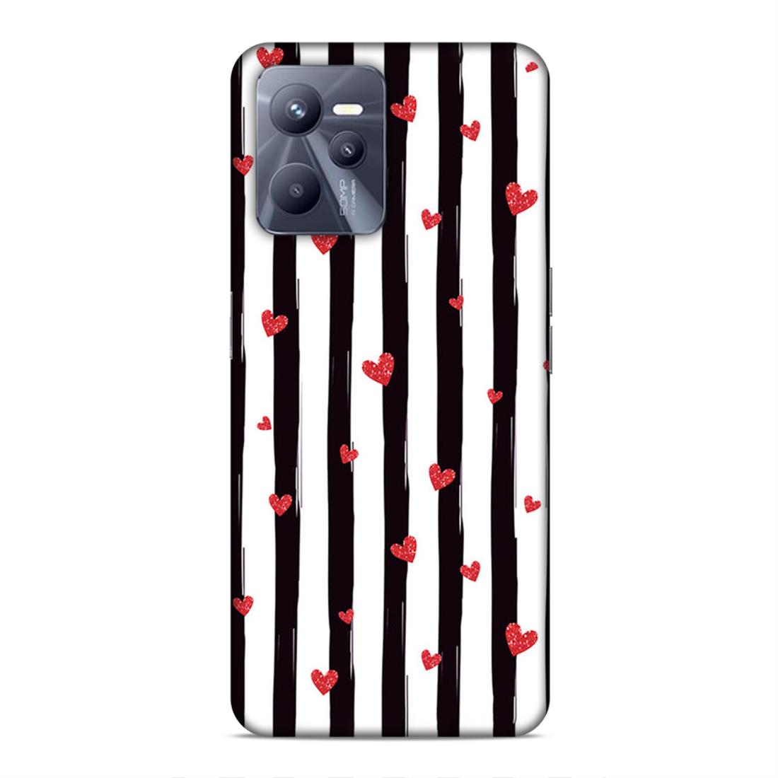 Little Hearts with Strips Hard Back Case For Realme C35