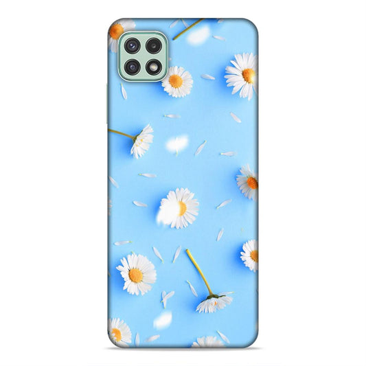 Floral In Sky Blue Hard Back Case For Samsung Galaxy A22 5G / F42 5G