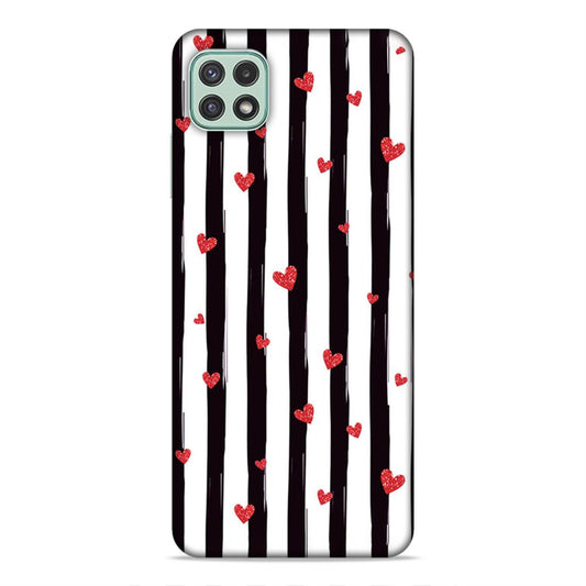 Little Hearts with Strips Hard Back Case For Samsung Galaxy A22 5G / F42 5G
